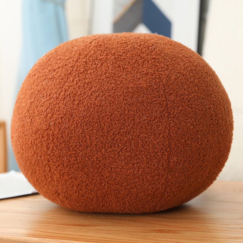 Round Plush 3D Lumbar Support Pillow — Soft, Decorative