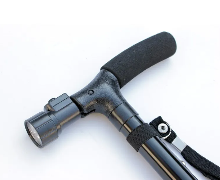 Folding LED Walking Cane with Built-In Flashlight