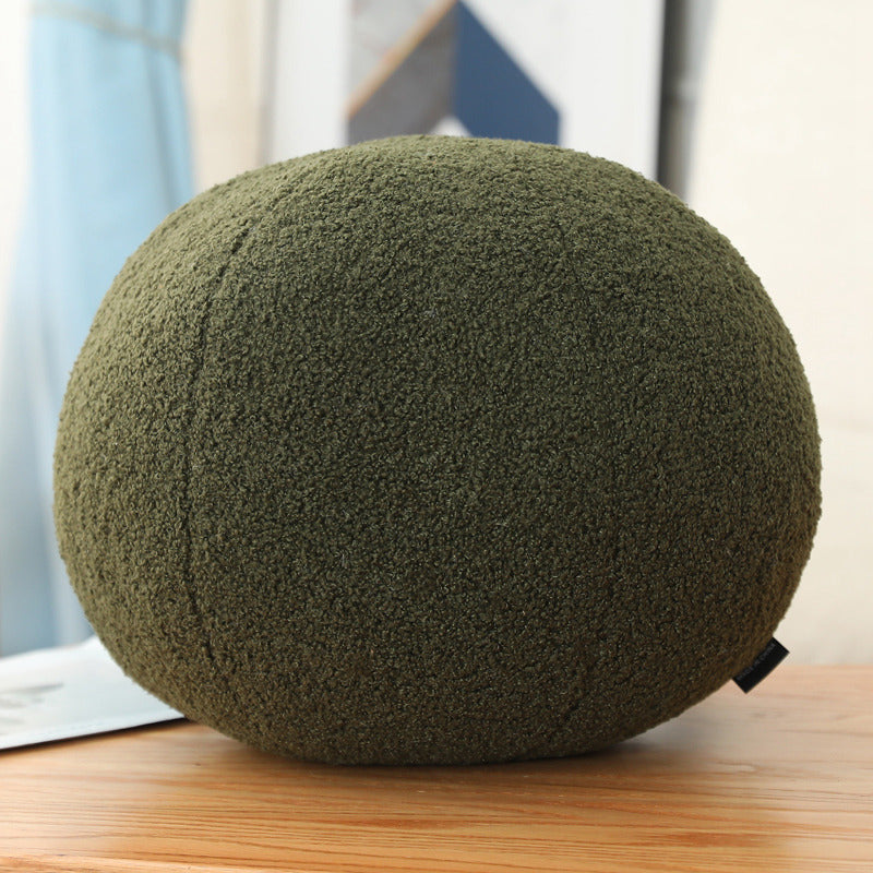 Round Plush 3D Lumbar Support Pillow — Soft, Decorative