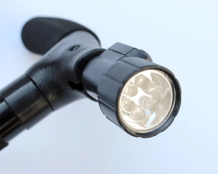 Folding LED Walking Cane with Built-In Flashlight