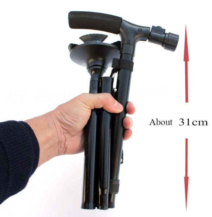 Folding LED Walking Cane with Built-In Flashlight