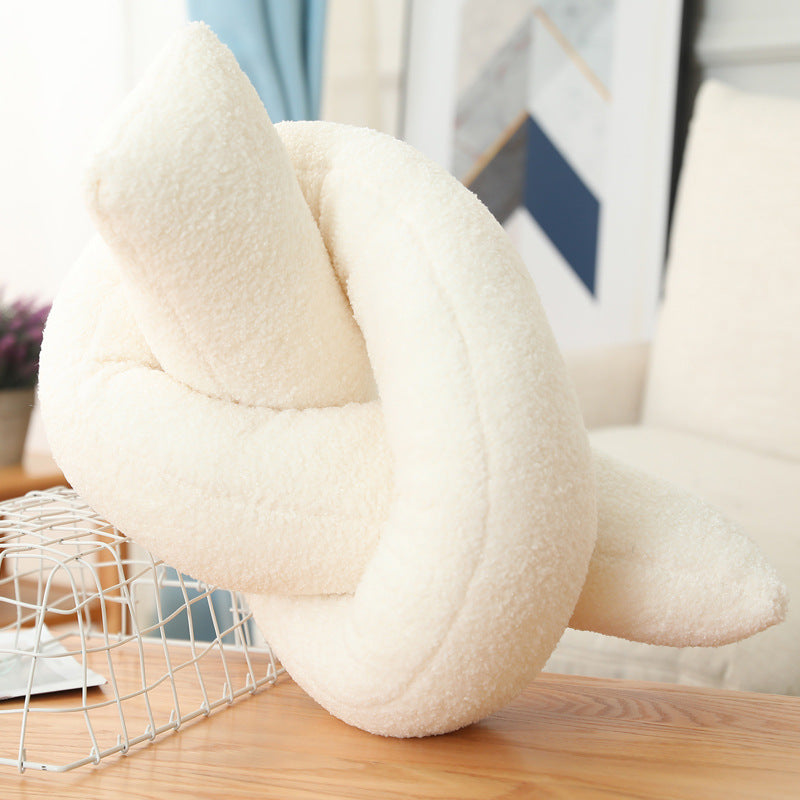 Round Plush 3D Lumbar Support Pillow — Soft, Decorative