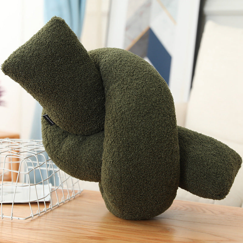 Round Plush 3D Lumbar Support Pillow — Soft, Decorative