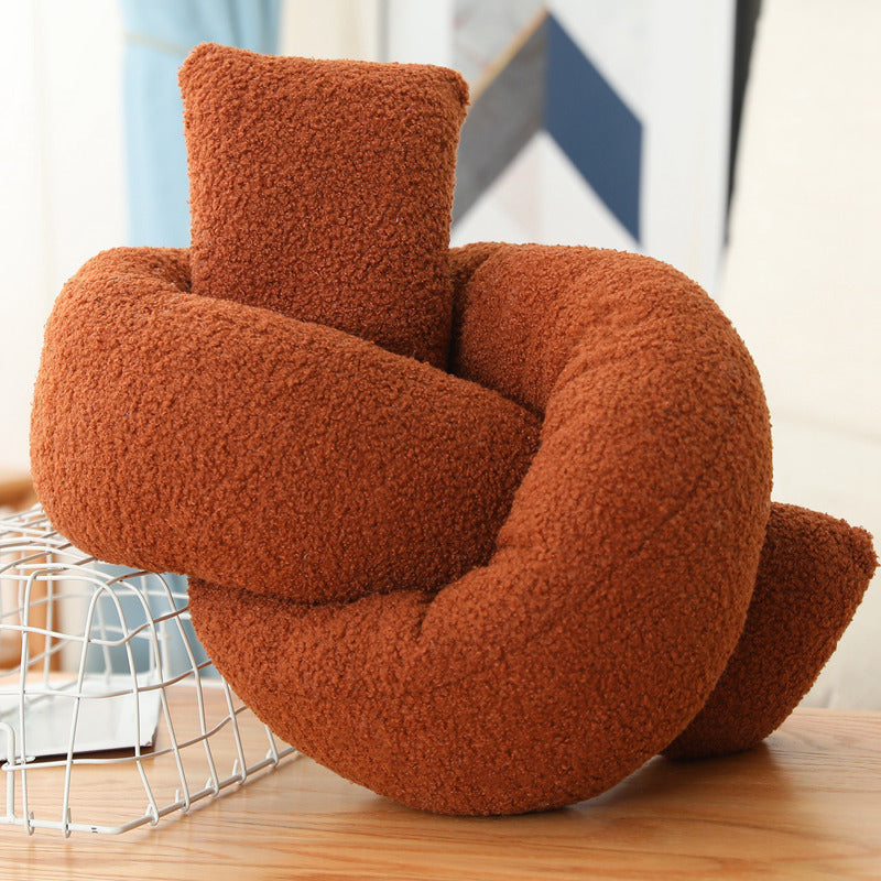 Round Plush 3D Lumbar Support Pillow — Soft, Decorative