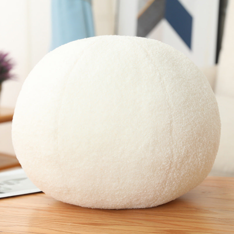 Round Plush 3D Lumbar Support Pillow — Soft, Decorative